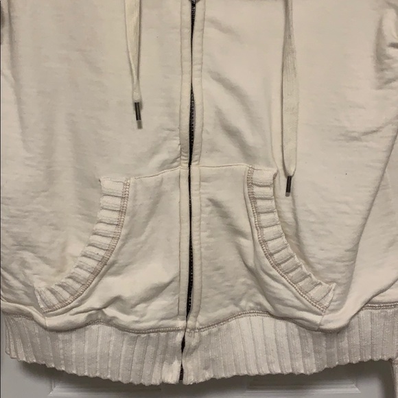 Cream zip up hooded jacket with sherpa lining. - Picture 3 of 7